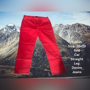 Edwin, Size-28x29, Red, Caí, Straight Leg Denim Jeans. NWT @13